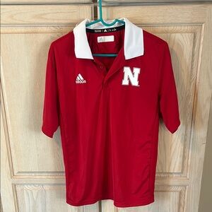 Adidas Red Polo Shirt with White Collar